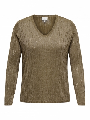 CARMELLA LS GLITTER V-NECK KNT 297798002 Malt